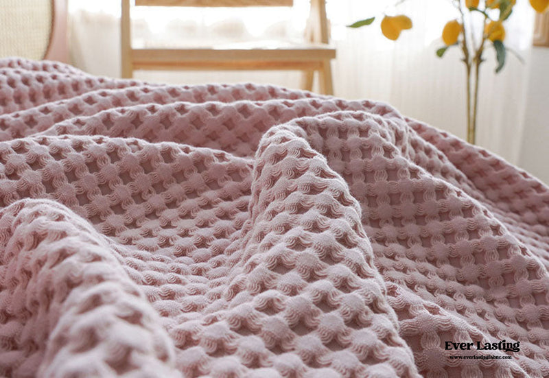 Textured Ruffle Cotton Blanket / Beige Blankets
