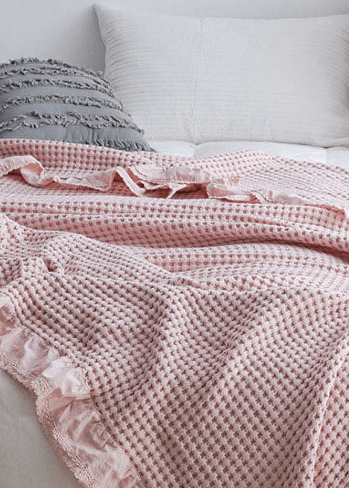  - Ever Lasting - Textured Ruffle Cotton Blanket / Blue - Blankets - Ever Lasting