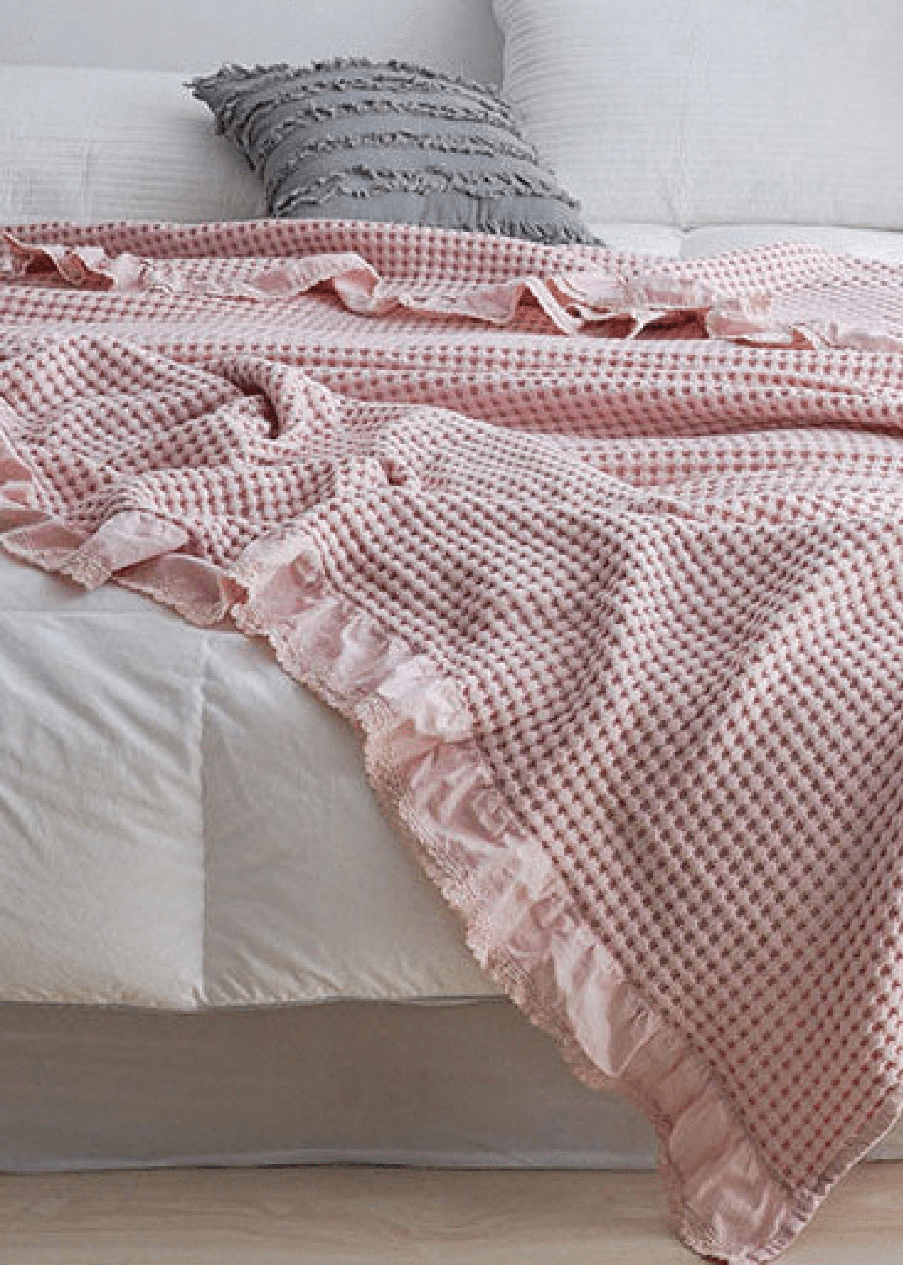  - Ever Lasting - Textured Ruffle Cotton Blanket / Gray - Blankets - Ever Lasting