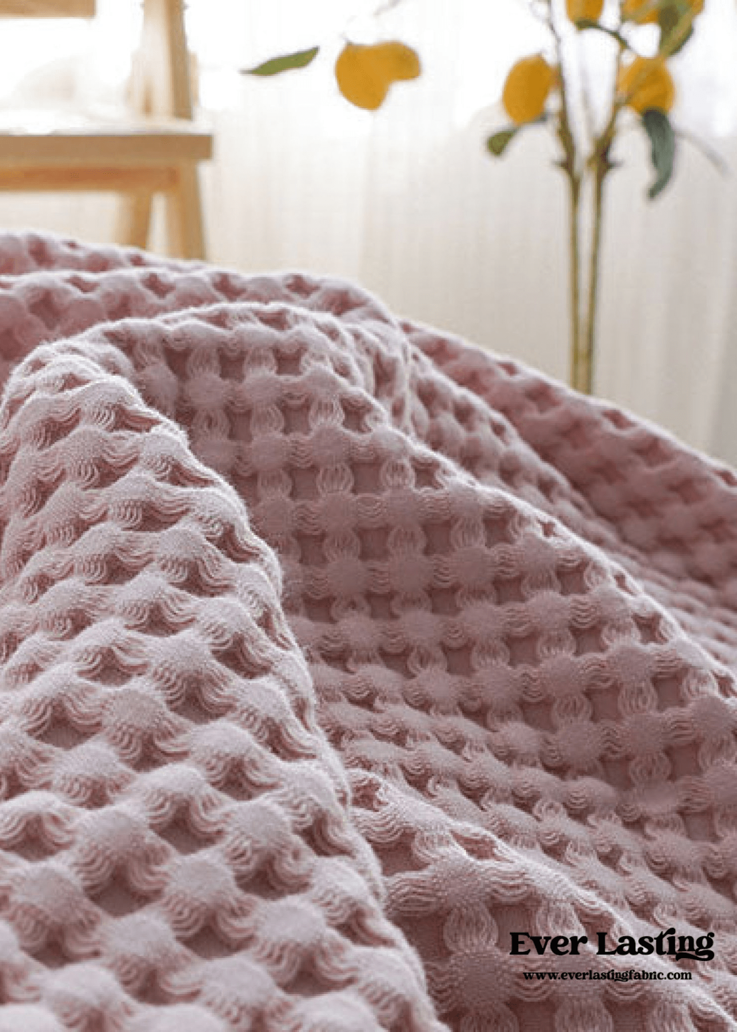  - Ever Lasting - Textured Ruffle Cotton Blanket / Pink - Blankets - Ever Lasting