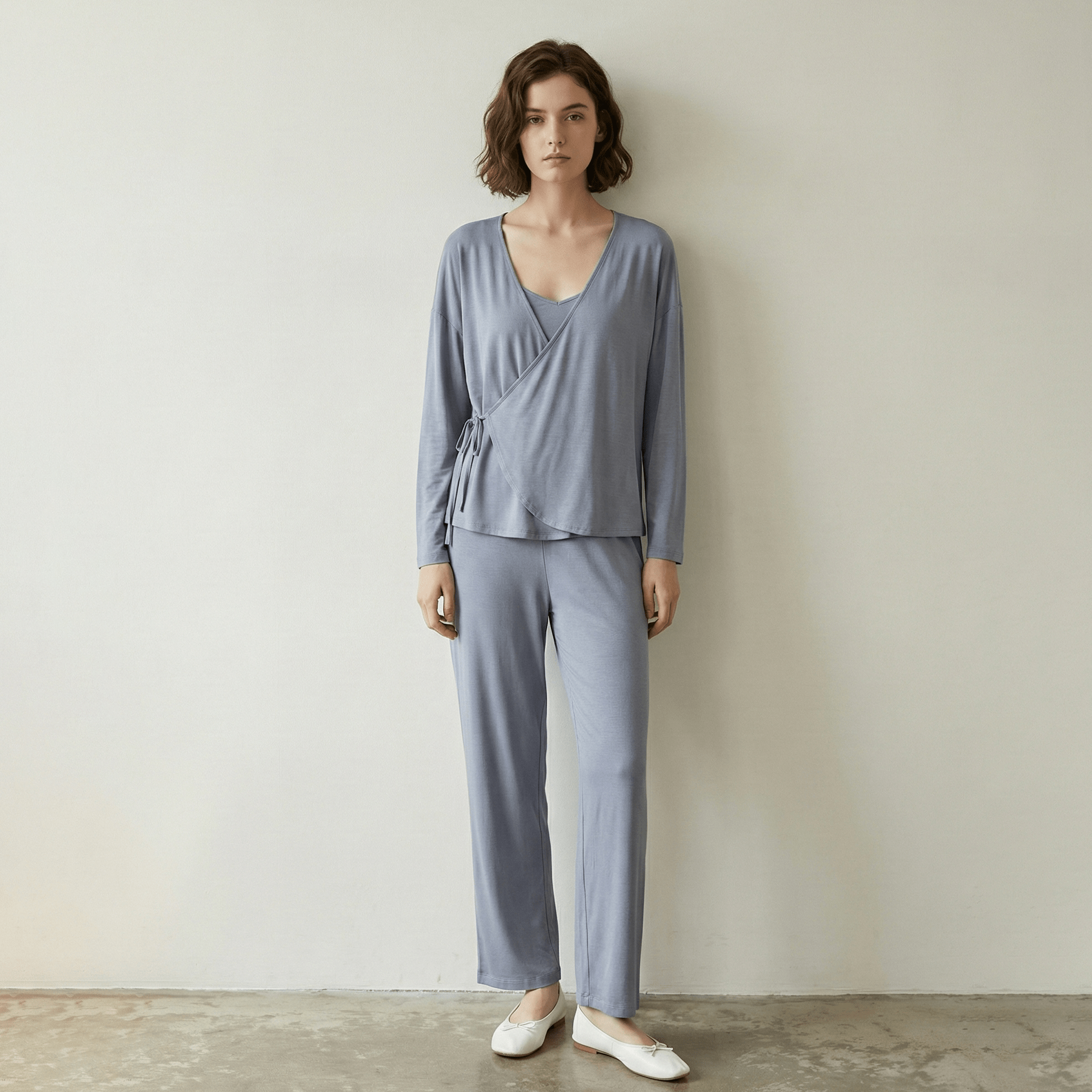  - Ever Lasting - Thalia V Neck Modal Pajama Set / Blue - Pajamas - Ever Lasting