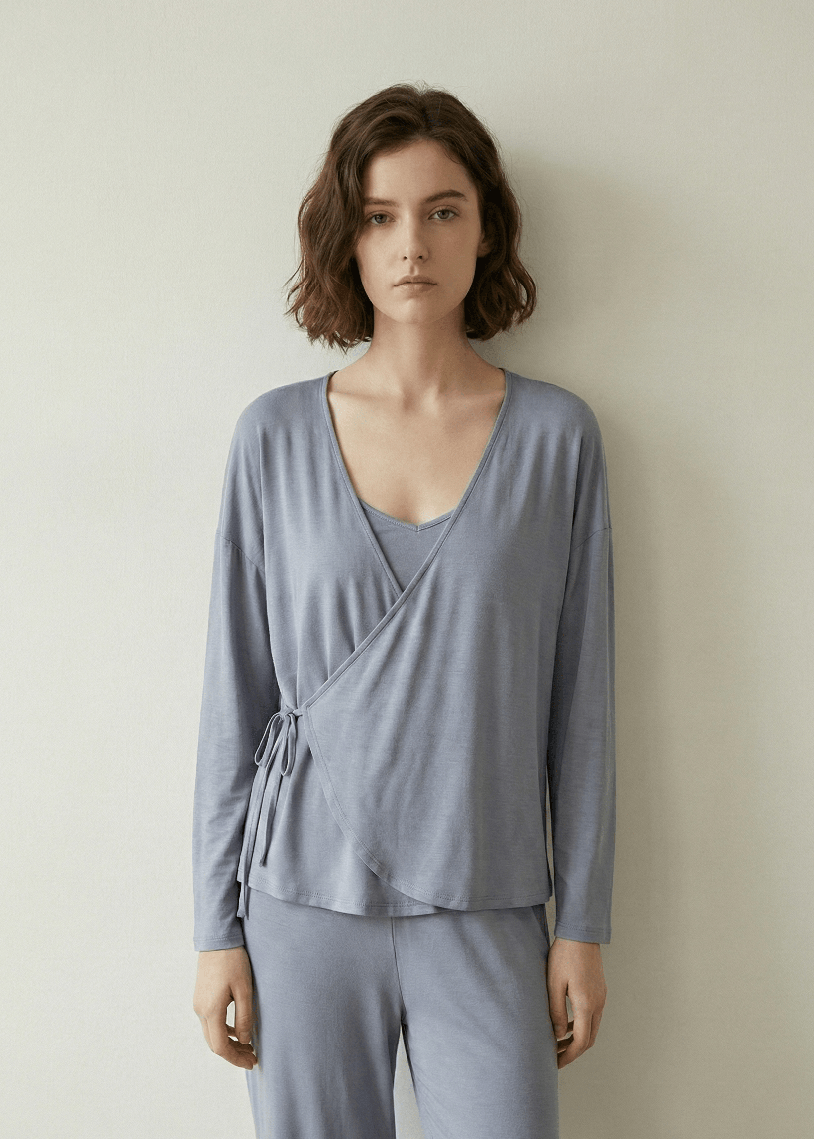  - Ever Lasting - Thalia V Neck Modal Pajama Set / Blue - Pajamas - Ever Lasting