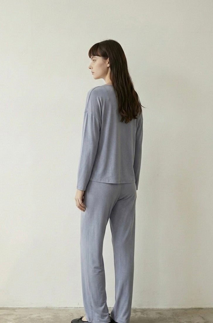  - Ever Lasting - Thalia V Neck Modal Pajama Set / Blue - Pajamas - Ever Lasting