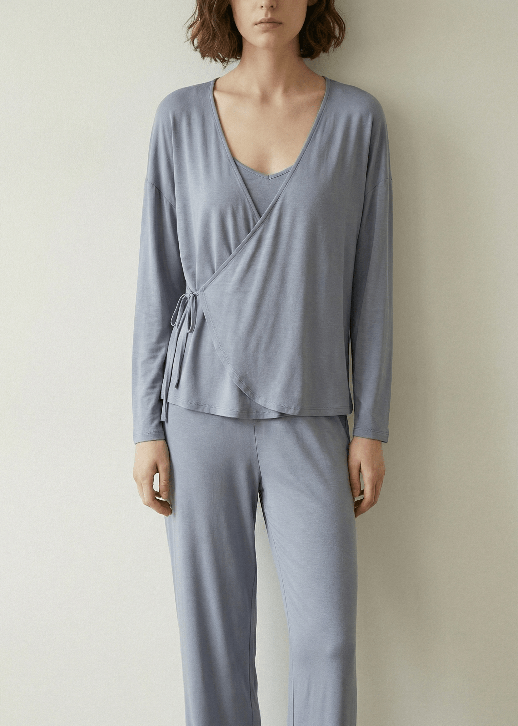  - Ever Lasting - Thalia V Neck Modal Pajama Set / Blue - Pajamas - Ever Lasting