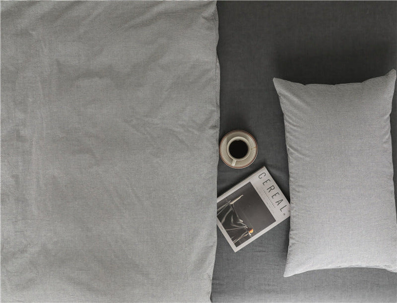 Thin Stripe Bedding Set / Gray Blue Small Flat