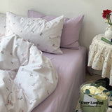 Thin Stripe Floral Bedding Set