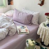 Thin Stripe Floral Bedding Set