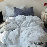 Thin Stripe Floral Bedding Set