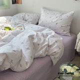 Thin Stripe Floral Bedding Set