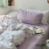 Thin Stripe Floral Bedding Set