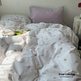 Thin Stripe Floral Bedding Set