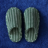 Thin Stripe House Slippers Green / Small Slipper