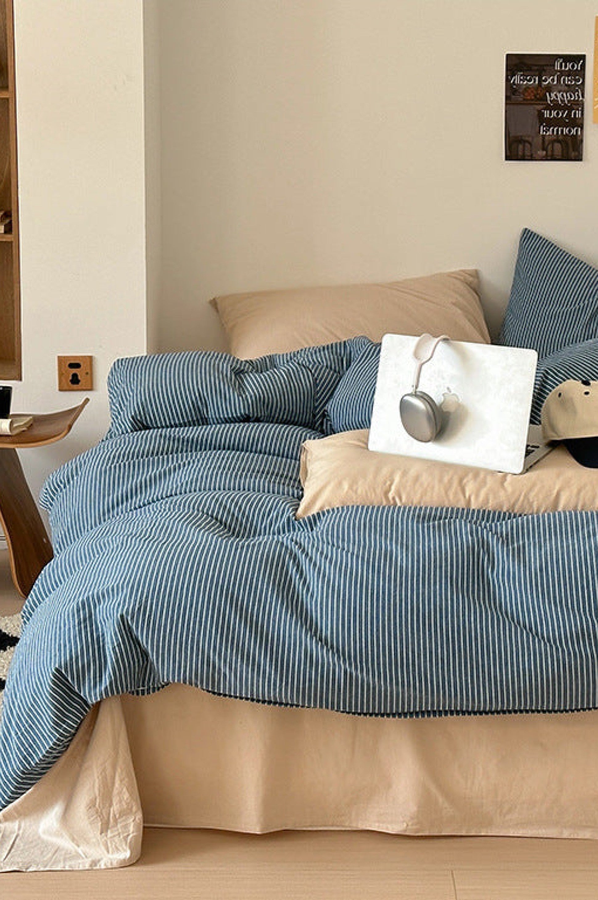  - Ever Lasting - Thin Striped Bedding Set / Beige & Olive Green - Bedding Set - Ever Lasting