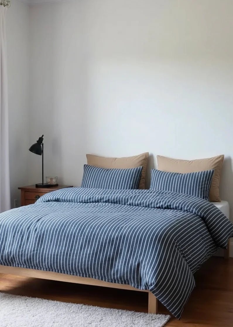  - Ever Lasting - Thin Striped Bedding Set / Blue - Bedding Set - Ever Lasting