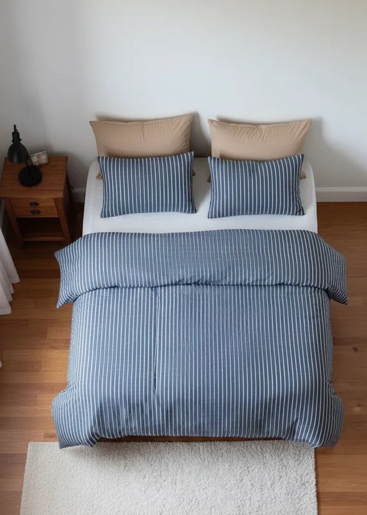  - Ever Lasting - Thin Striped Bedding Set / Blue - Bedding Set - Ever Lasting