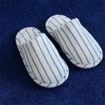 Thin Striped House Slippers / White