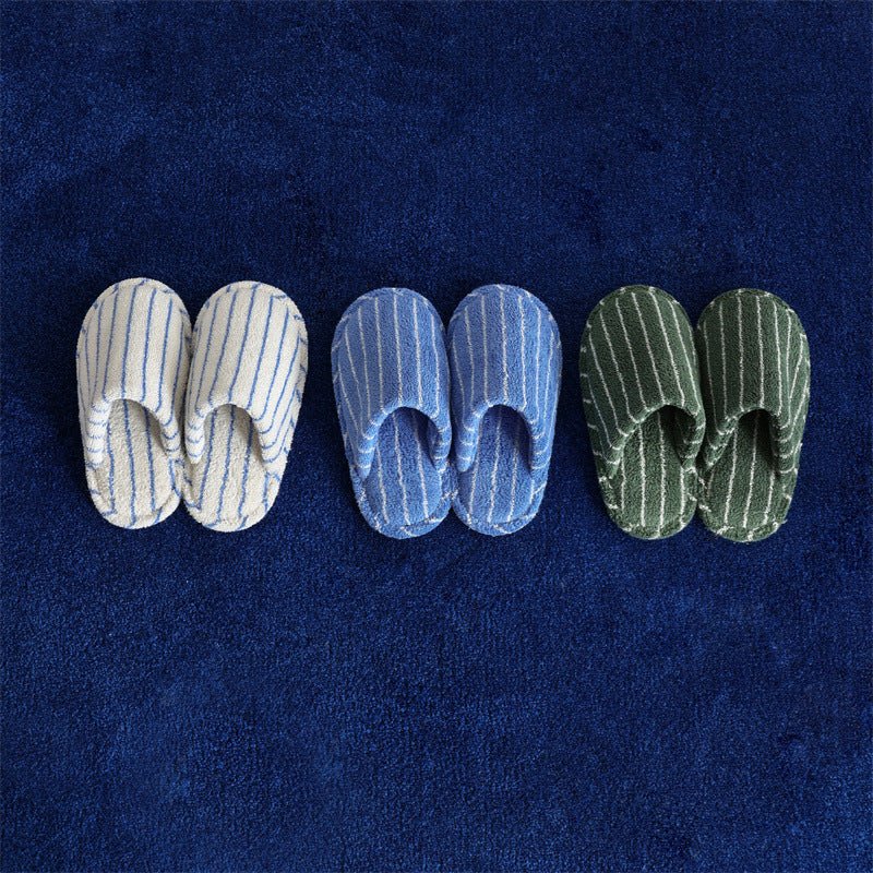  - Ever Lasting - Thin Striped House Slippers / White - Slipper - Ever Lasting