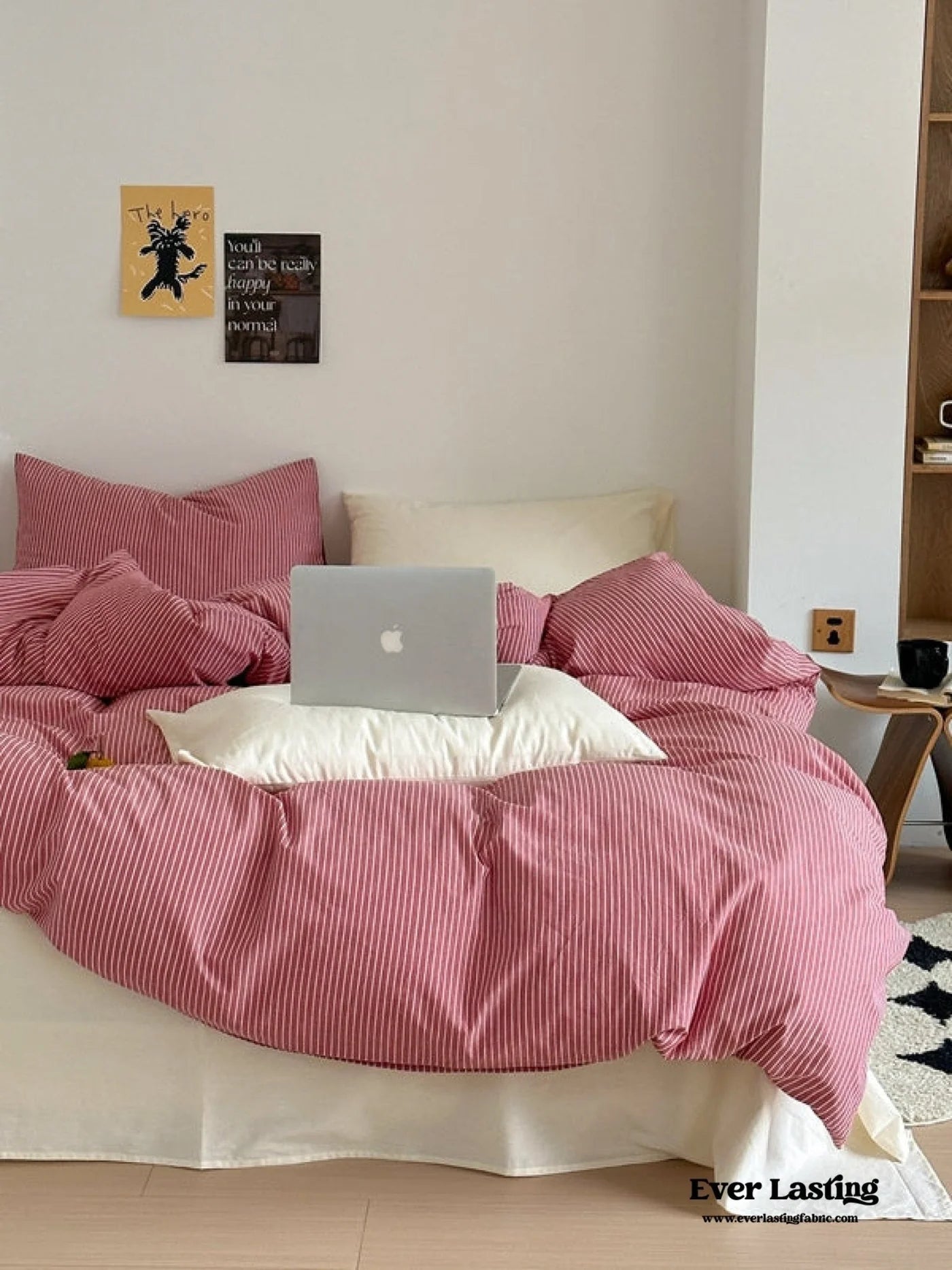  - Ever Lasting - Thin Striped Small Room Bedding Set / Red - Bedding Set - Ever Lasting