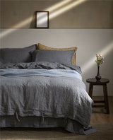 Tied Linen Bedding Bundle Dark Gray / Small Fitted