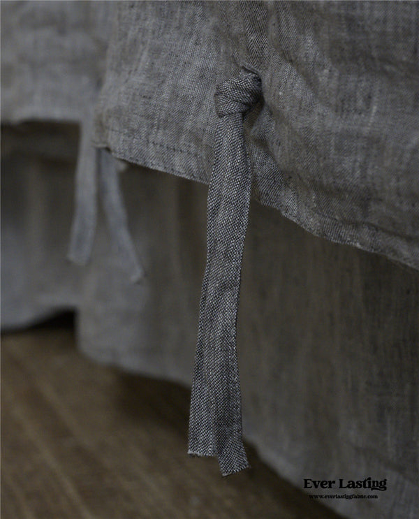 Tied Linen Bedding Set / Dark Gray