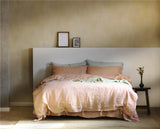 Tied Linen Bedding Set / Gray Pink Small Fitted