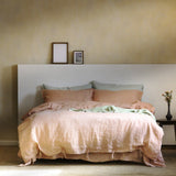 Tied Linen Bedding Set / Pink Small Fitted