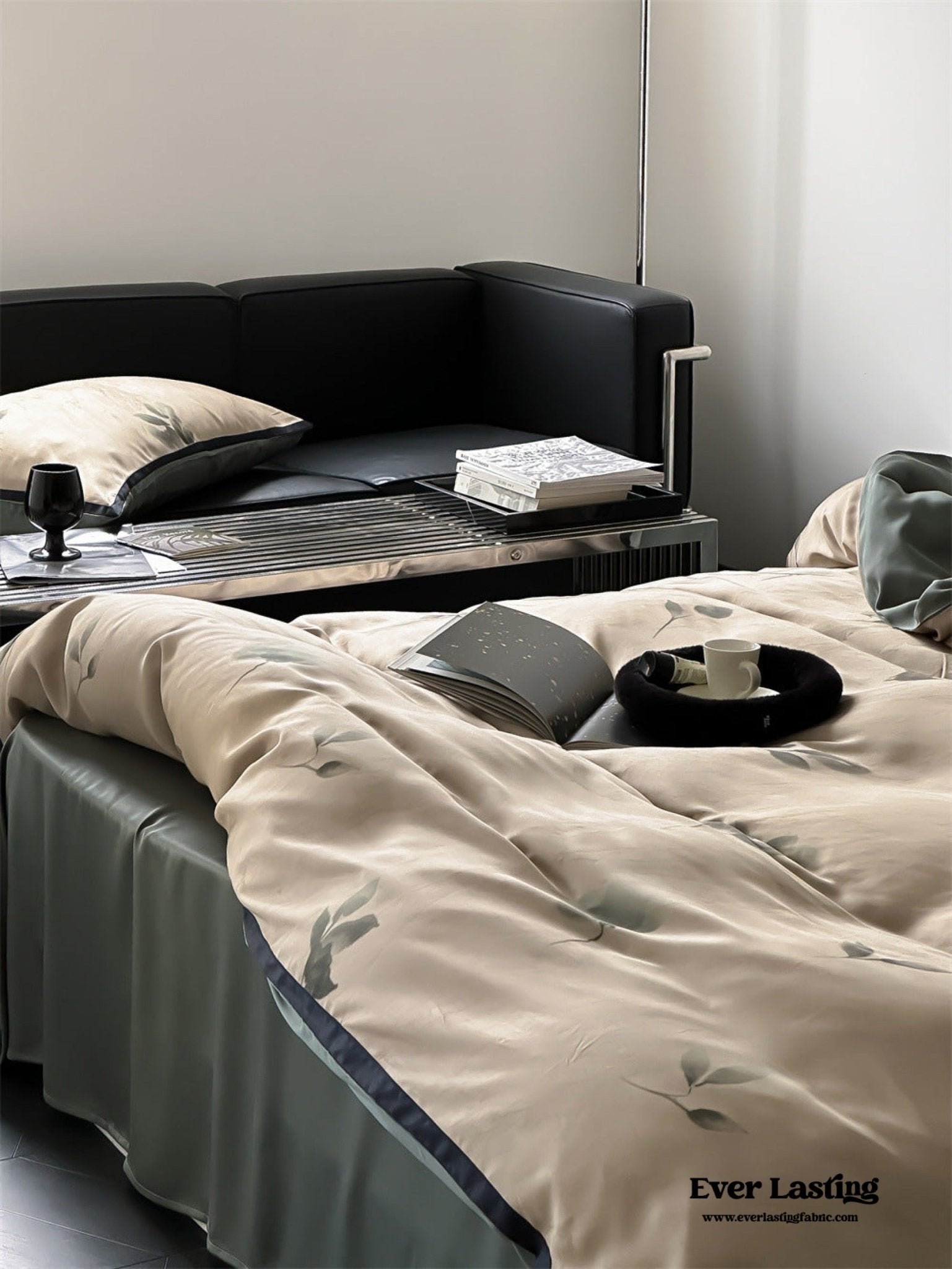 Twilight Zone Silky Tencel Bedding Set / White + Gray - Ever Lasting