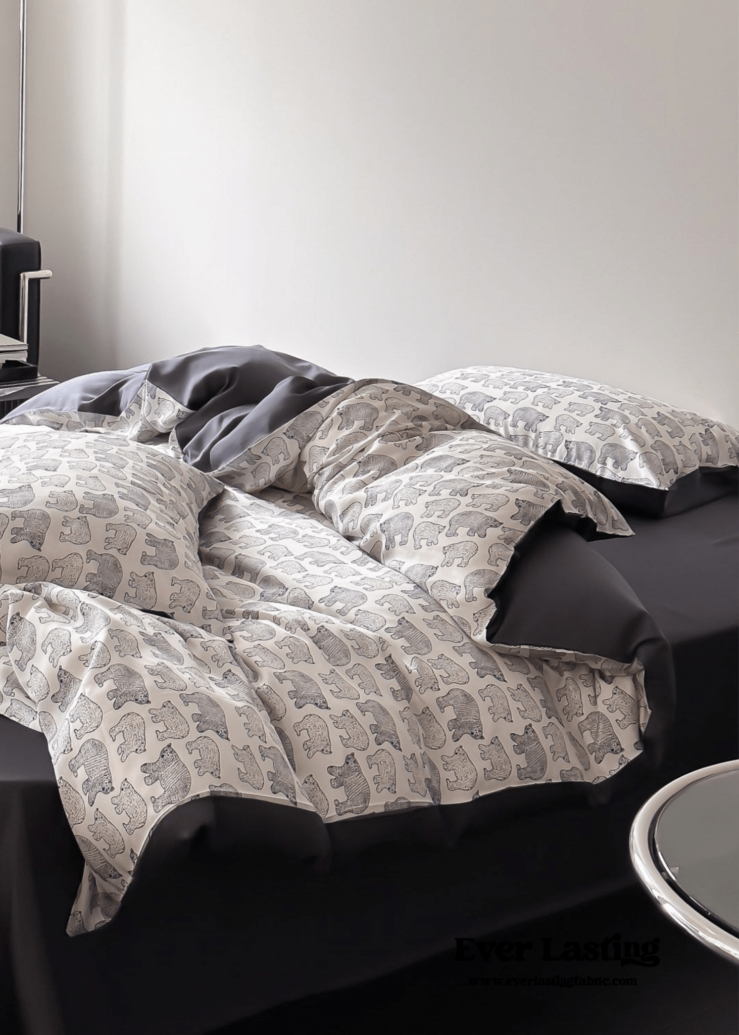 Twilight Zone Silky Tencel Bedding Set / White + Gray - Ever Lasting