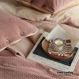 Velvet Buttoned Bedding Set / Orange