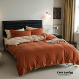 Velvet Buttoned Bedding Set / Orange