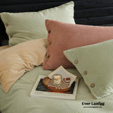 Velvet Buttoned Bedding Set / Rust Pink
