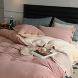 Velvet Buttoned Bedding Set / Tea Green Pink Small Fitted