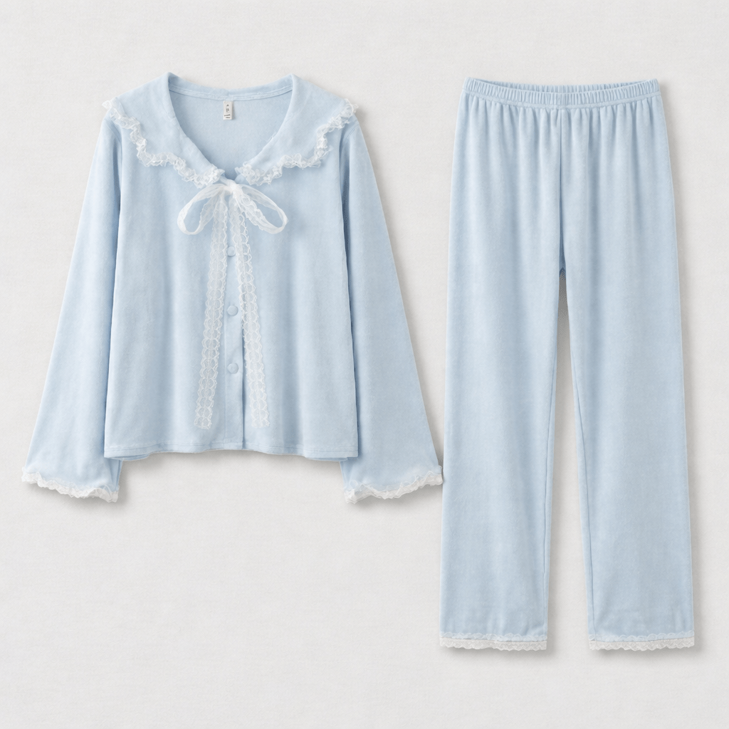  - Ever Lasting - Velvet Coquette Lace Pajama Set - Pajamas - Ever Lasting