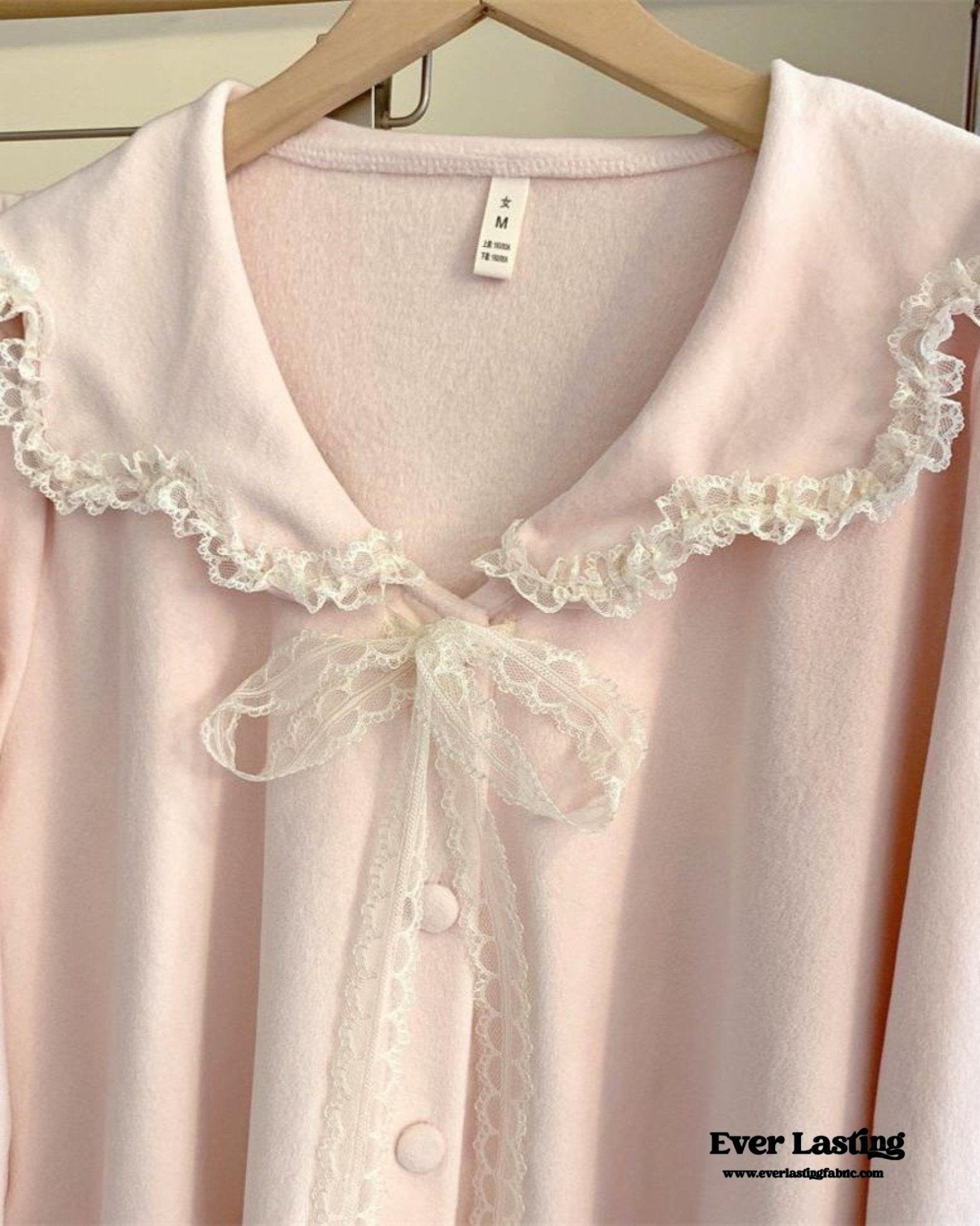 Velvet Coquette Lace Pajama Set / Pink - Ever Lasting