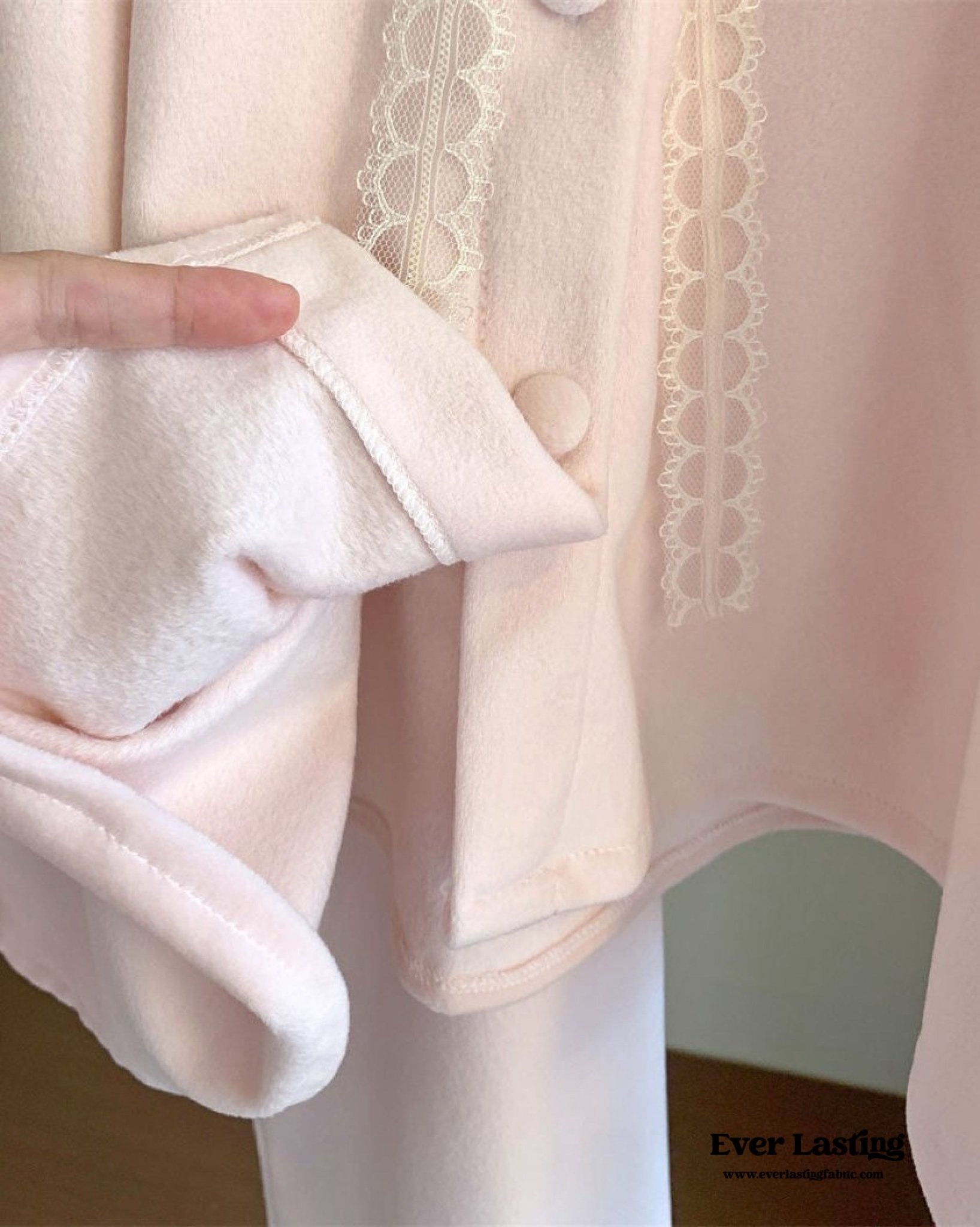  - Ever Lasting - Velvet Coquette Lace Pajama Set / Pink - Pajamas - Ever Lasting