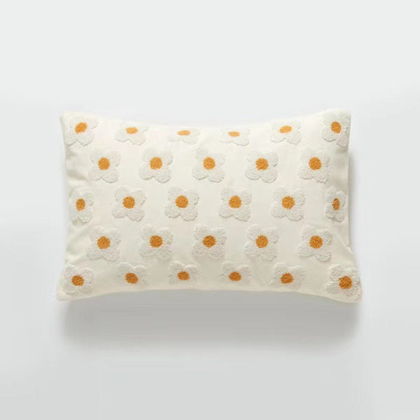 Velvet Daisy Rectangular & Square Pillow Cushion / Yellow White Pillowcase Bedding Set