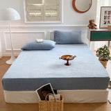 Velvet Fitted Sheet (9 Colors) Blue / Medium Bed