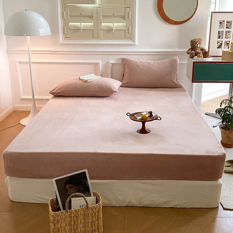 Velvet Fitted Sheet (9 Colors) Rust Pink / Medium Bed