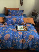Vibrant Vintage Double Layered Floral Bedding Bundle Blue / Medium Flat