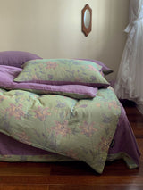 Vibrant Vintage Double Layered Floral Bedding Bundle Purple / Medium Flat