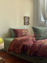 Vibrant Vintage Double Layered Floral Bedding Set