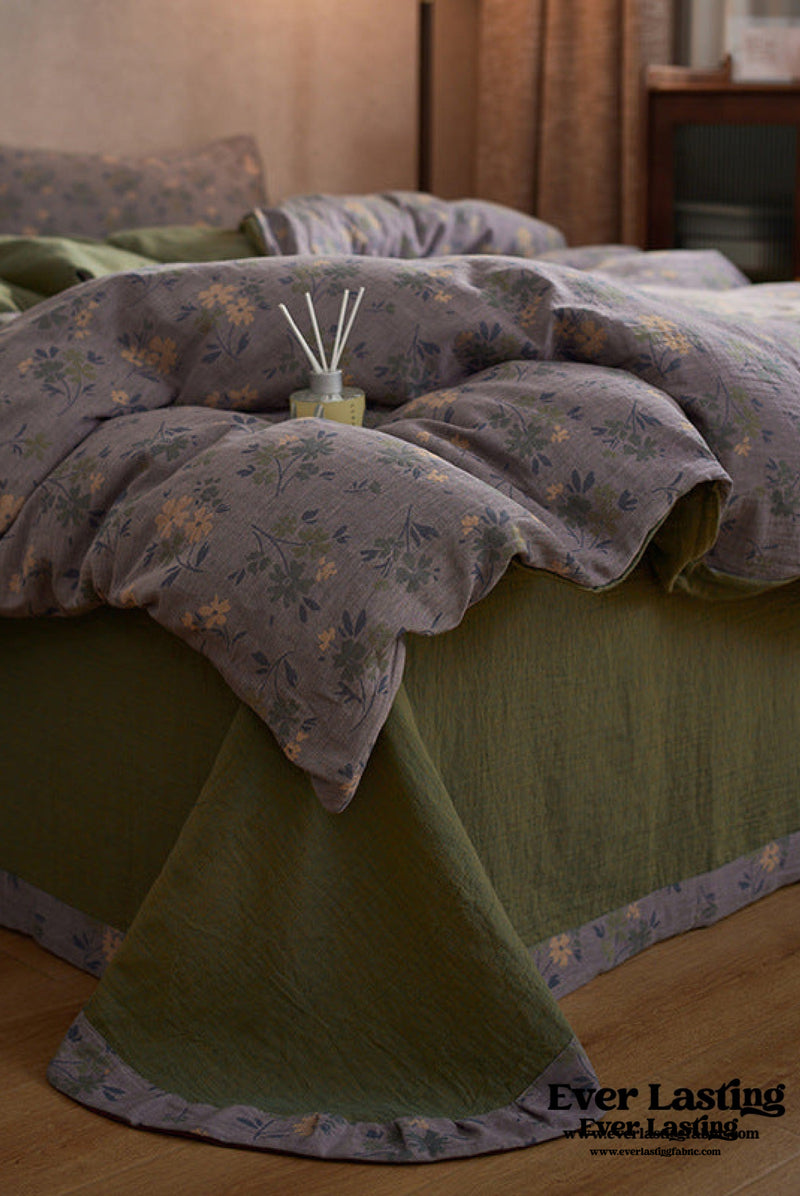 Vibrant Vintage Double Layered Floral Bedding Set