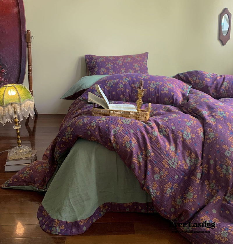 Vibrant Vintage Double Layered Floral Bedding Set