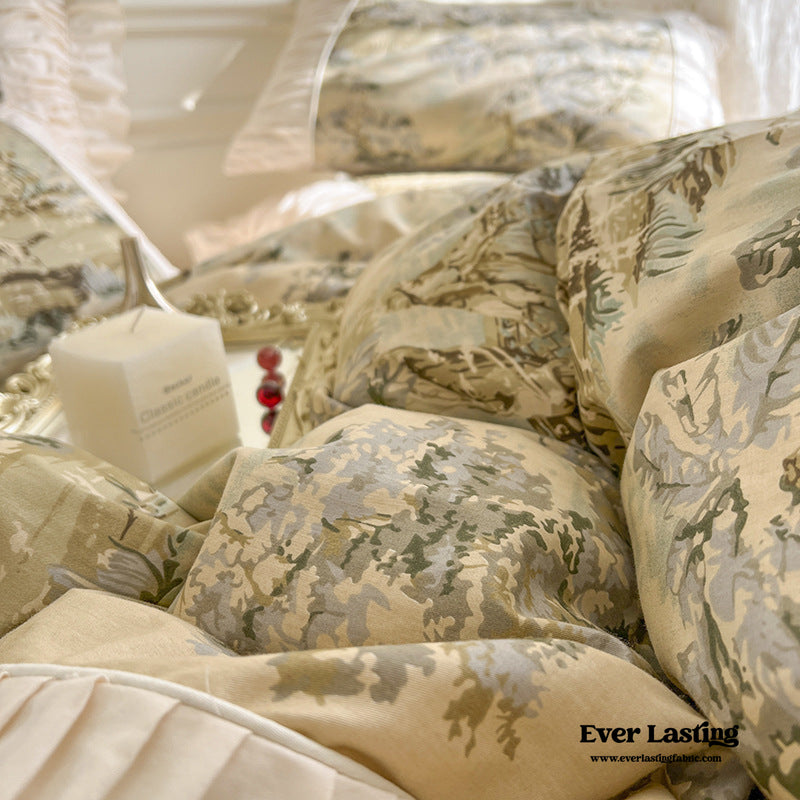 Victorian Inspired Ruffle Bedding Set / Champaign Blue
