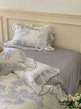 Victorian Inspired Soft Lace Ruffle Bedding Set / Blue