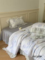 Victorian Inspired Soft Lace Ruffle Bedding Set / Green