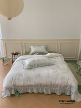 Victorian Inspired Soft Lace Ruffle Bedding Set / Green