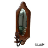 Retro Wooden Mirror & Candlestick Holder Candle