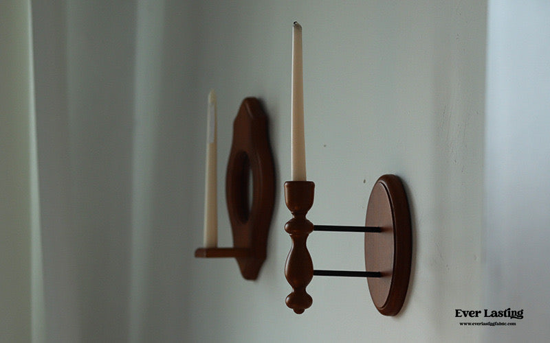 Retro Wooden Mirror & Candlestick Holder Candle