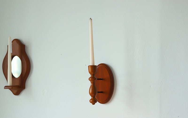  - Ever Lasting - Vintage Aesthetic Wooden Wall Mirror & Candlestick Holder (4 Styles) - Candle Holder - Ever Lasting